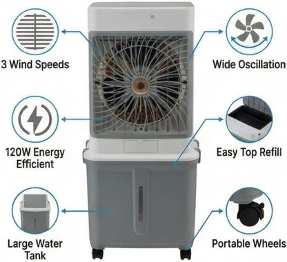 GENERIC Climatiseurs Portables Refroidisseur D'air évaporatif Refroidisseur D'air Portable Unité De Climatisation Pour Ventilateur De Refroidissement Sans Fenêtre De Chambre Qui Soufflent D'air Froid Avec 32L