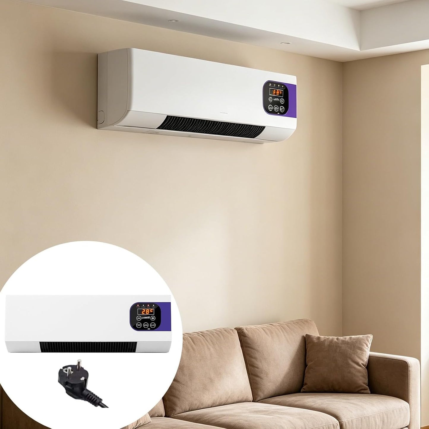  Générique Mini Climatiseur Mural Avec Télécommande - Unité De Refroidissement Portable Pour Chambre à Coucher, Salon Et Bureau - Design Compact