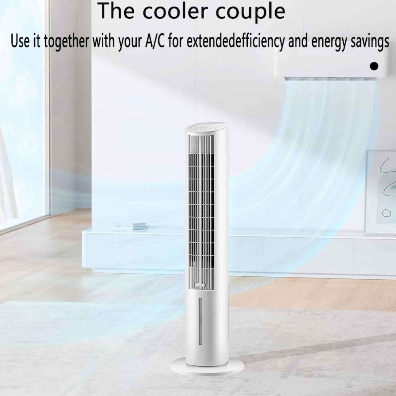 GENERIC Refroidisseur D'air évaporatif Portable Avec Télécommande, 4L Tank & Ice Packs, 12H Timer, Ventilateur De Tour Oscillante Silencieux Pour Chambre à Coucher, Bureau, Refroidissement à La Maison