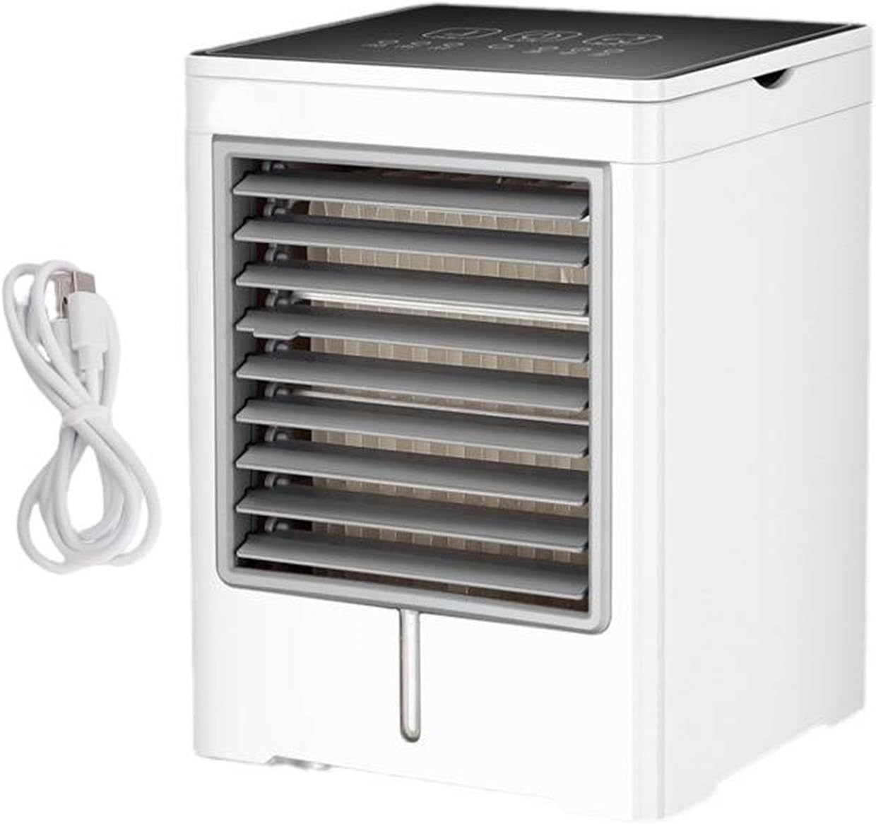  Climatiseur Portable, Réservoir D'eau De 470 Ml, 3 Vitesses De Vent, 3 Minuteries, Contrôle Tactile, Refroidissement Par évaporation, Mini Climatiseur Personnel Avec Alimentation USB,