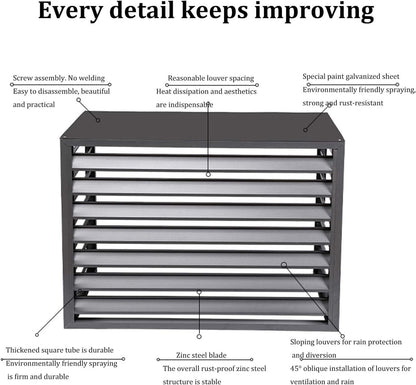 GENERIC Housse De Climatiseur D'extérieur Et Clôture Décorative – Cachette élégante Pour Unités De Climatisation – Présentoir Autoportant Pour Le Stockage Des Ordures Ou Du Matériel