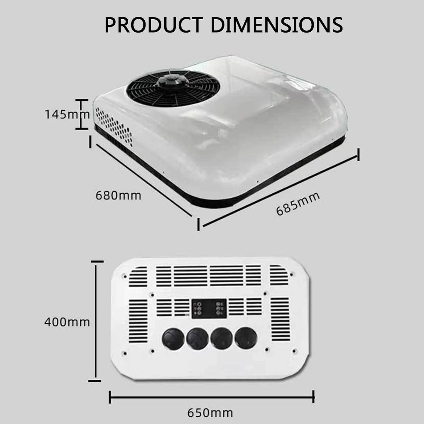  Climatiseur 12V/24V DC, 12V RV Rooftop DC Unit, Pour Camion, Bateau, Automobile, Camping-Car, Remorque De Voyage, Blanc-12V