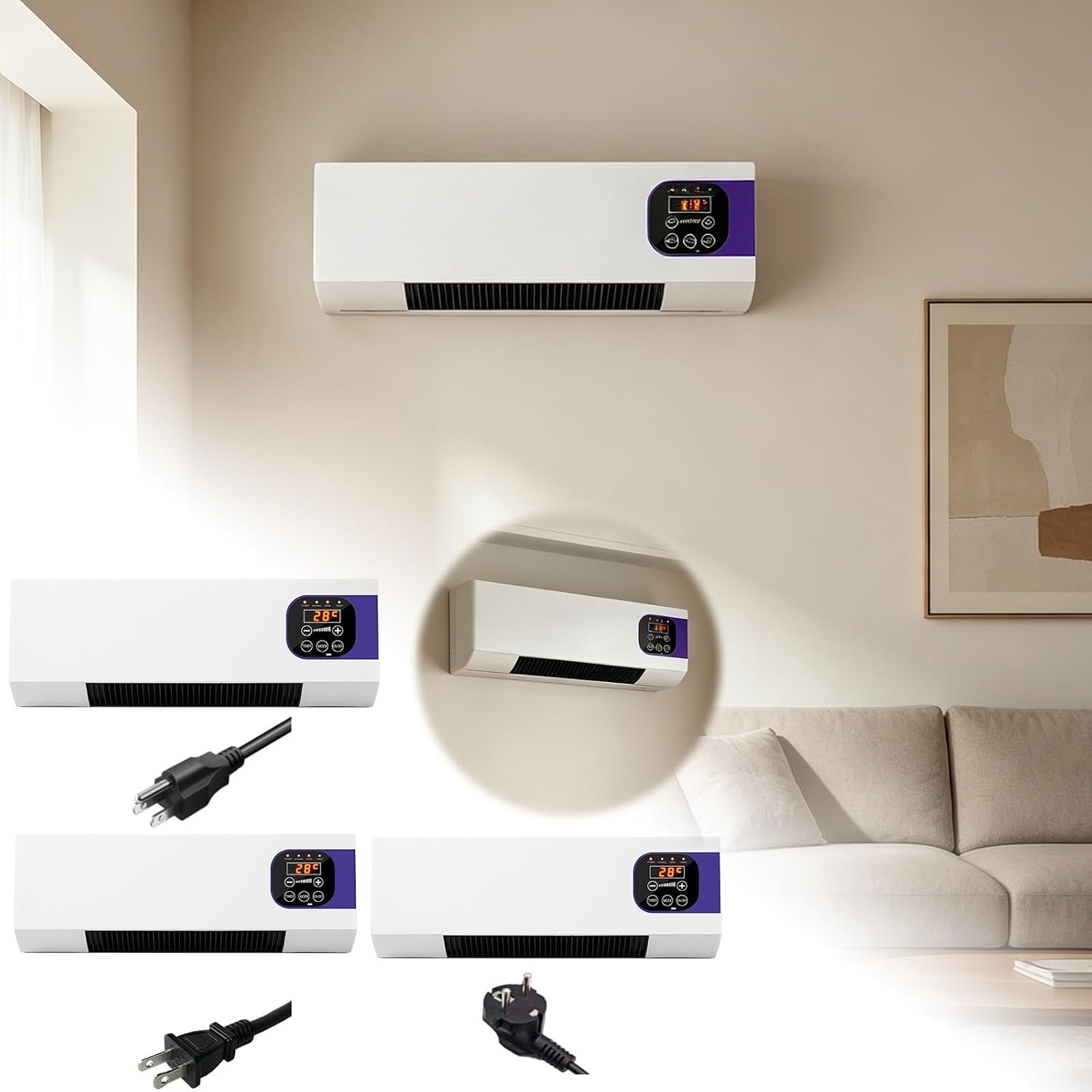  Générique Mini Climatiseur Mural Avec Télécommande - Unité De Refroidissement Portable Pour Chambre à Coucher, Salon Et Bureau - Design Compact