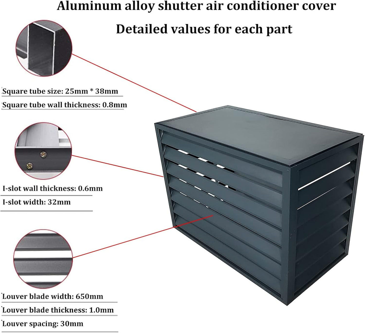 GENERIC Housse De Protection En Aluminium Pour Climatiseur Extérieur Et Support De Fleurs, Grille De Protection Pour Unités De Climatisation Et Pompes à Chaleur, Boîtier Autoportant Pour Poubelle Ou Unité De