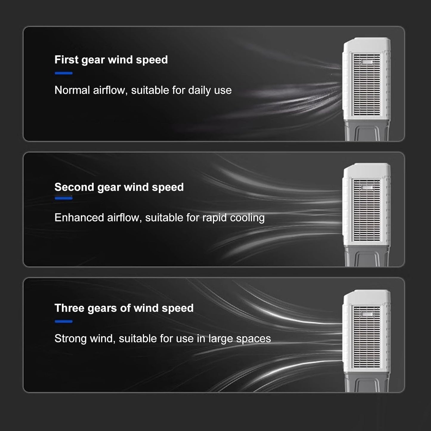 GENERIC Refroidisseur D'air Portable Avec Réservoir De 55L, Ventilateur D'évaporation à 3 Vitesses, Vent Oscillant Pour Les Dortoirs De Bureau De La Pièce, Roues De Mouvement Facile, Fonctionnement Silencieux