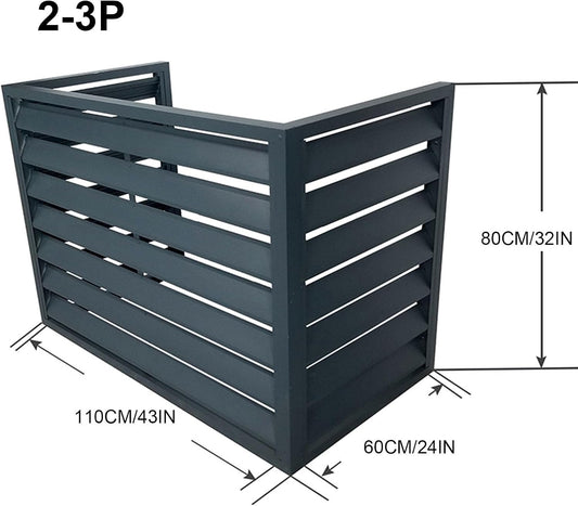  Housse De Protection Pour Climatiseur D'extérieur – Bouclier De Protection En Aluminium Pour Pompe à Chaleur, Réduction Du Bruit, Housse Résistante Aux Intempéries Pour Unités Extérieures, Gris