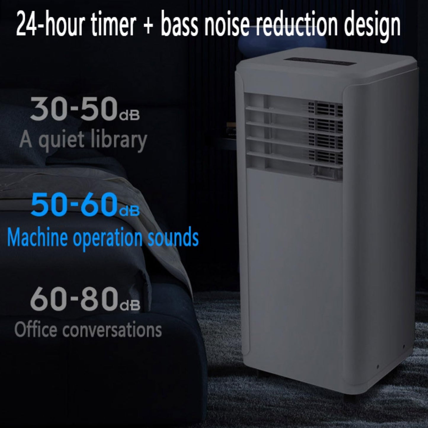  Climatiseur Portable Unités Intelligentes Intelligentes Avec Déshumidificateur De Refroidissement Intégré Et Modes De Ventilateur Pour La Pièce Jusqu'à 350 Sq.ft, Conditionneur Télécommande Kit D'inst