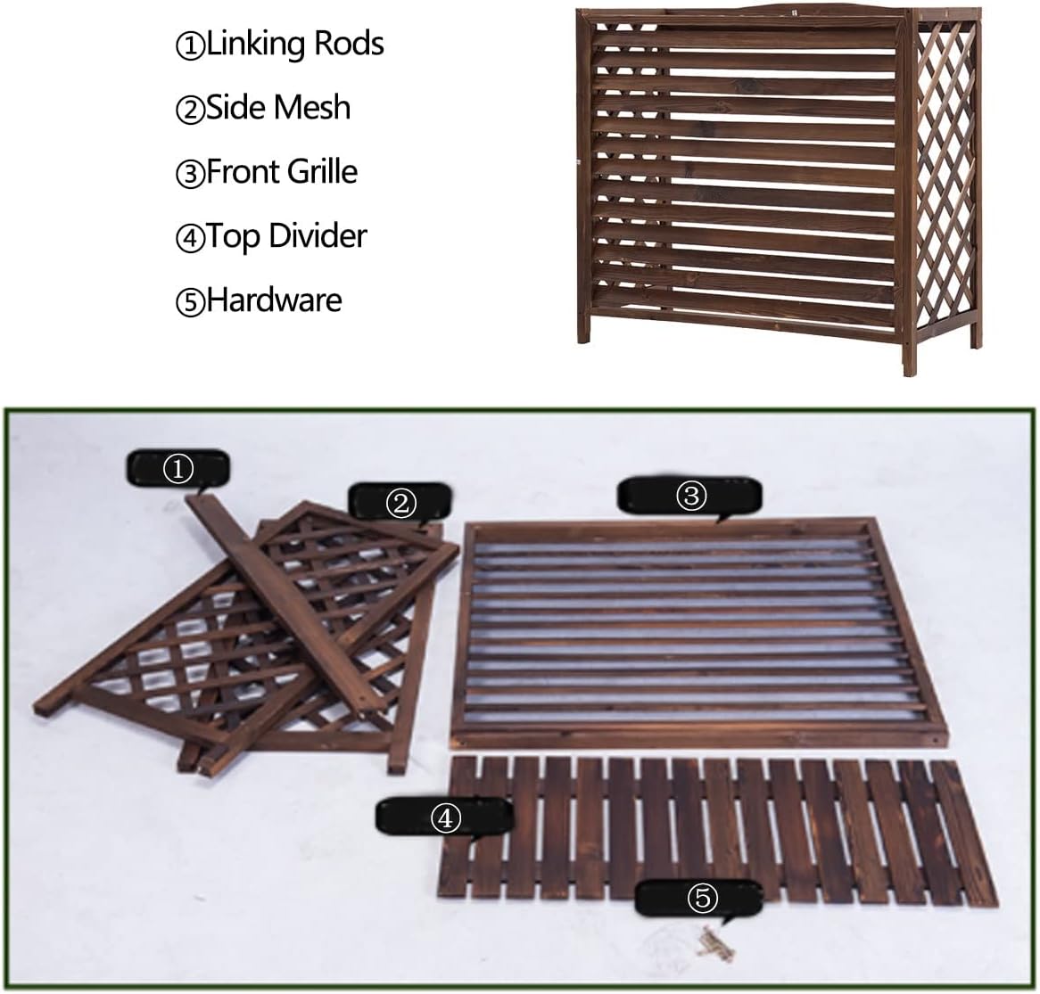  Grille De Protection Pour Climatiseur Et Support Pour Plantes Résistant Aux Intempéries En Bois IV Durable Pour Une Utilisation En Extérieur. Grille De Protection Pour Cl