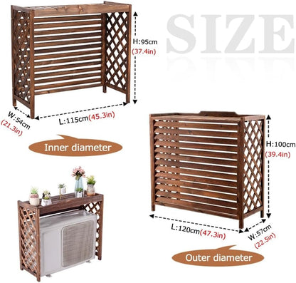  Housse De Protection En Bois Pour Climatiseur Extérieur, Support Anti-corrosion En Bois Massif Pour Fleurs, Jardin Et Balcon (taille : 120 X L)
