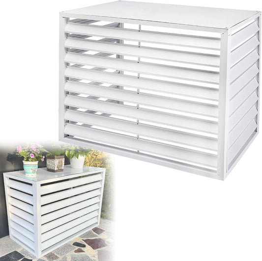 GENERIC Housse Réglable Pour Climatiseur Extérieur – Stores Divisés En Aluminium Résistant Aux Intempéries Et Bouclier De Pompe à Chaleur, Couleur élégante Pour Dissimuler L'unité AC, Clôture Durable Et