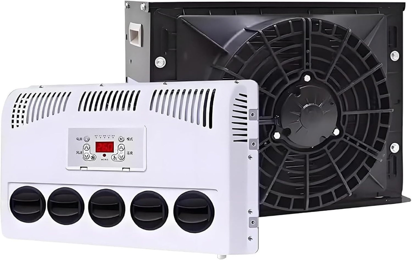 GENERIC Kit De Climatiseur Pour Camping-car, Système De Stationnement Divisé Avec Volume D'air De 450 M³/h, Refroidissement Rapide Et Silencieux Pour Camping-car, Bus, Caravane, Camions Lourds