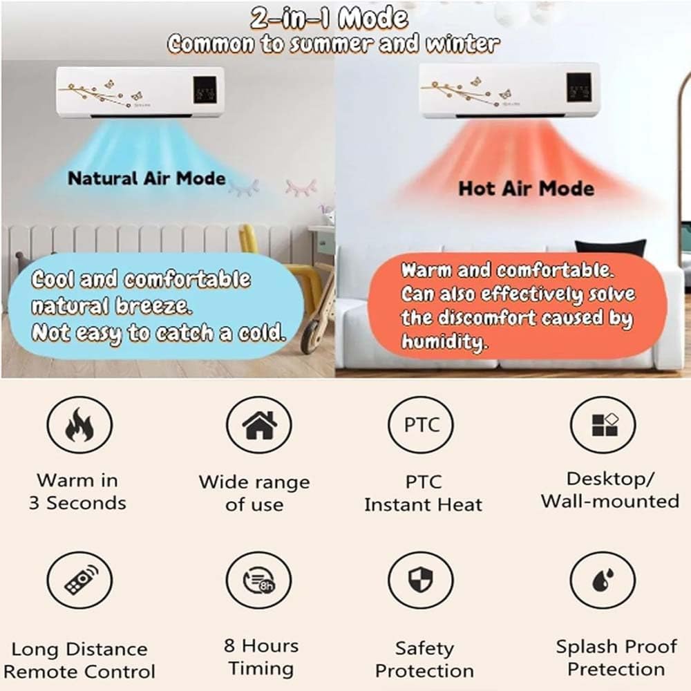  Split Max 2-en-1 Climatisation Avec Télécommande, Portable Pour Montage Mural, Chauffage Unité De Refroidissement Pour Chambre De Bureau, Économie D'énergie
