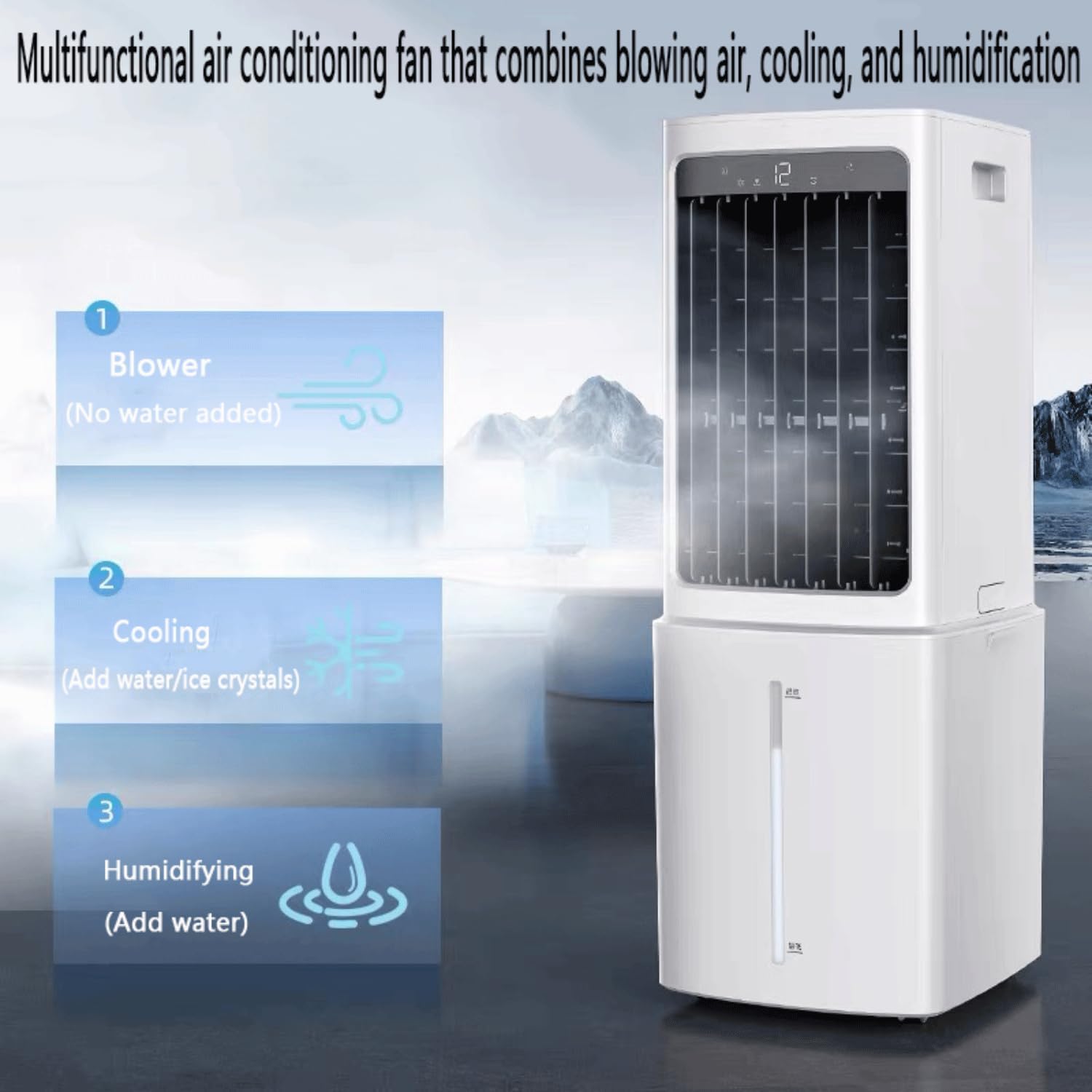  Climatiseur Mobile Silencieux 12L Refroidisseur Par évaporation Économie D'énergie Ventilateur Humidificateur 3 Vitesses 7.5H Minuterie Ventilateur Refroidisseur D'Air Pour Maison Bureau Chambre