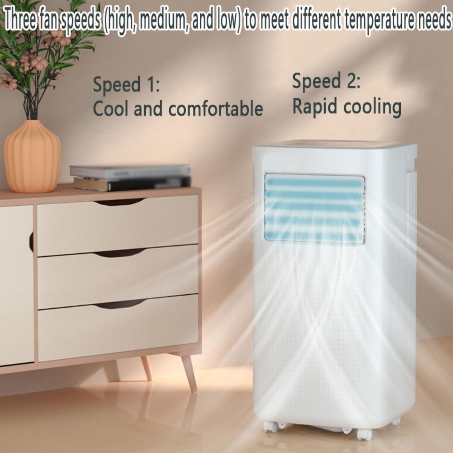  Climatiseur Portable, Unité De Climatisation Intelligente Avec Télécommande, Déshumidificateur De Refroidissement Rapide, Mode De Sommeil Silencieux, Kit De Fenêtre Inclus, Minuterie 24H, Pour Chambre
