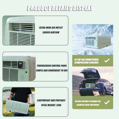  Portable AC 2200BTU Unité De Refroidissement Compacte Pour Les Petites Pièces RVs Camping Consommation De Faible Puissance Avec Panneau De Contrôle Et Climatiseur Efficace Sur Le Plan De La Minuterie