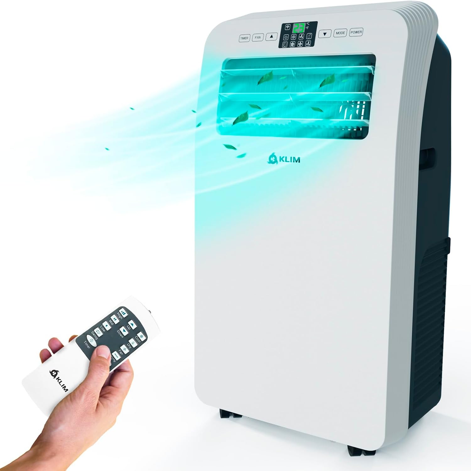  KLIM K9000 - Climatiseur Mobile Silencieux 3 En 1 - Climatiseur Portable 9000 BTU - Rafraichisseur D’Air - Déshumidificateur - Ventilateur Et Climatisation - Avec Télécommande - Blanc