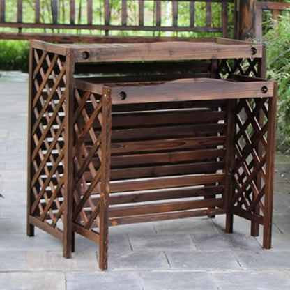  Housse De Protection Vintage Pour Climatiseur Extérieur - Protection De Clôture En Bois - Résistante Aux Intempéries - Unité AC - Poubelle Et Clôture - 95 X 40 X 89 Cm