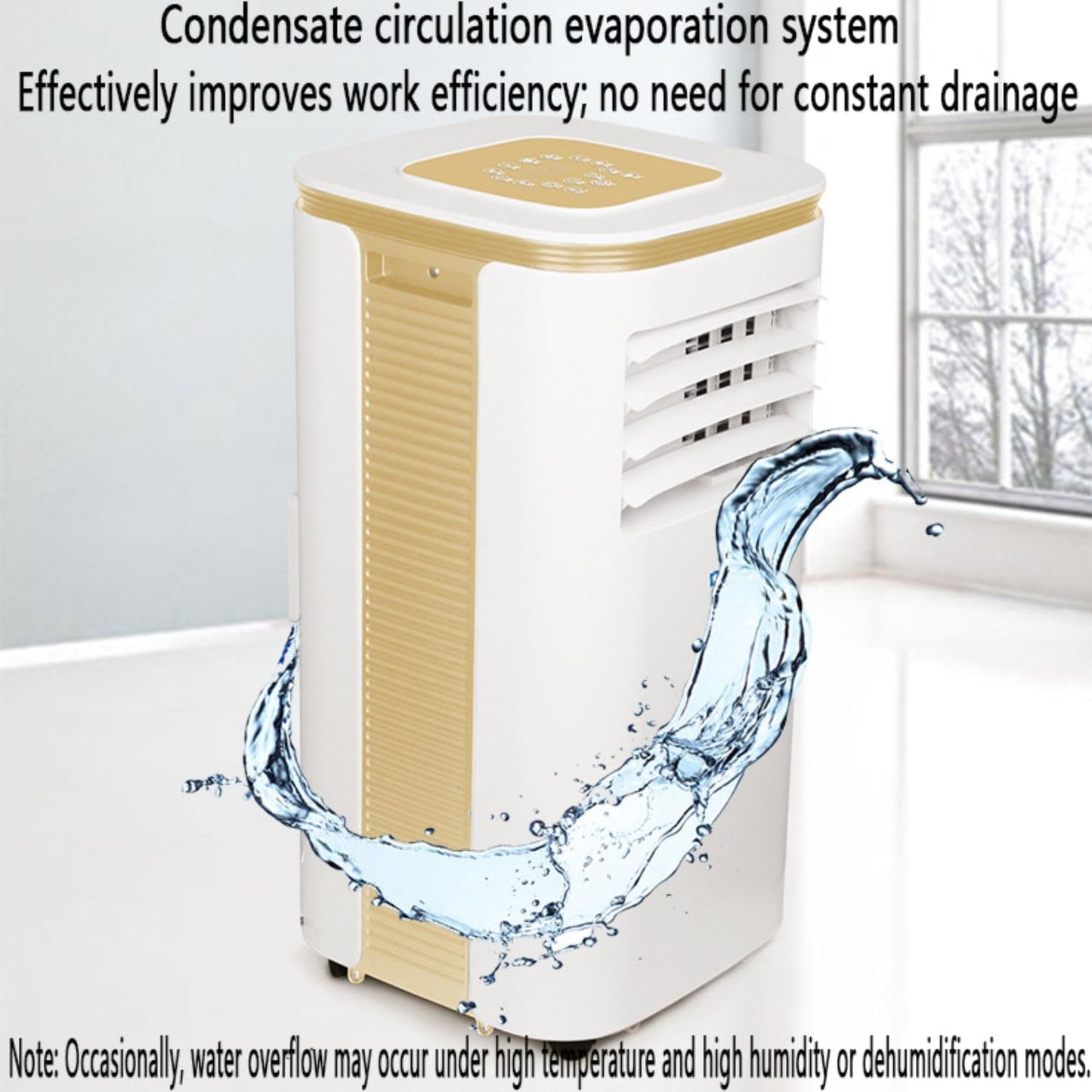 GENERIC Climatiseur Portable Avec Télécommande, Minuterie 24h, Ventilateur De Refroidissement Et Déshumidificateur, 2 Vitesses Et 3 Modes, Oscillation à 120° Pour Chambre Et Bureau