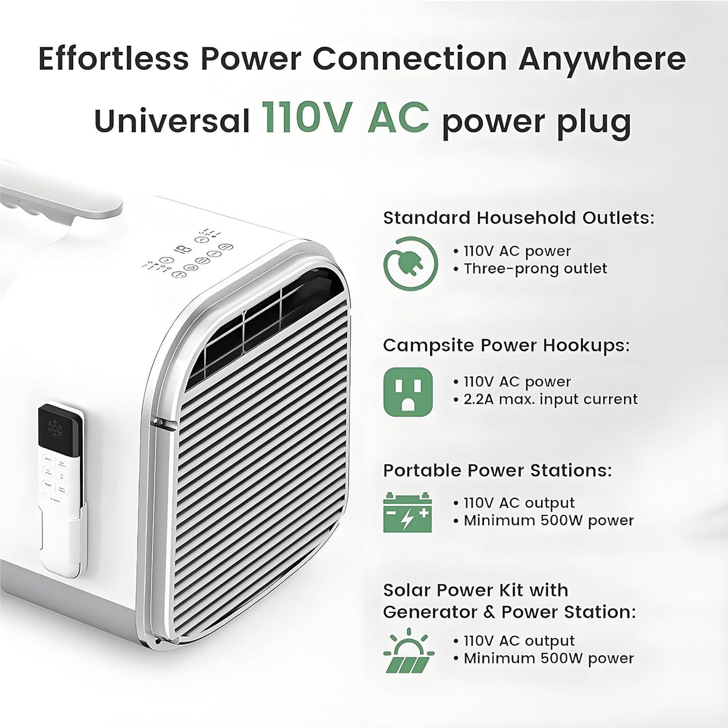  Climatiseur De Voyage Portable à 3 Vitesses, 5200 BTU, Refroidissement Rapide, Climatiseur D'extérieur écoénergétique Pour Camping-Cars, Caravanes Et Caravanes
