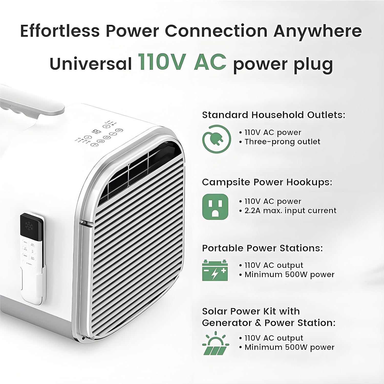  Climatiseur De Voyage Portable à 3 Vitesses, 5200 BTU, Refroidissement Rapide, Climatiseur D'extérieur écoénergétique Pour Camping-Cars, Caravanes Et Caravanes