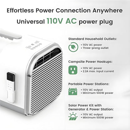  Climatiseur De Voyage Portable à 3 Vitesses, 5200 BTU, Refroidissement Rapide, Climatiseur D'extérieur écoénergétique Pour Camping-Cars, Caravanes Et Caravanes