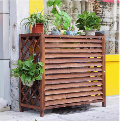  Écran De Protection Pour Climatiseur Extérieur En Bois – Panneau De Confidentialité Autoportant Pour Unités De Climatisation – Housse Résistante Aux Intempéries (105 X 47 X 80 Cm)