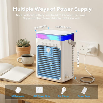  Climatiseur Mobile, 1000ML Climatiseur Portable, Rafraîchisseur D'air évaporatif Personnel, 3 Vitesses, Ventilateur Rafraîchissant Pour Voiture, Bureau, Camping, Chambre, Bureau