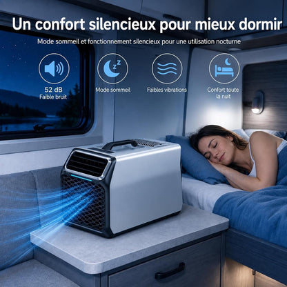  220v Climatiseur Portable 5000 BTU Pour Cabine De Camion Silver-220V | Solution Compacte Pour Cabine De Camion, Van, Tente Ou Petit Bureau Quand Une Clim Fixe N’est Pas Possible.