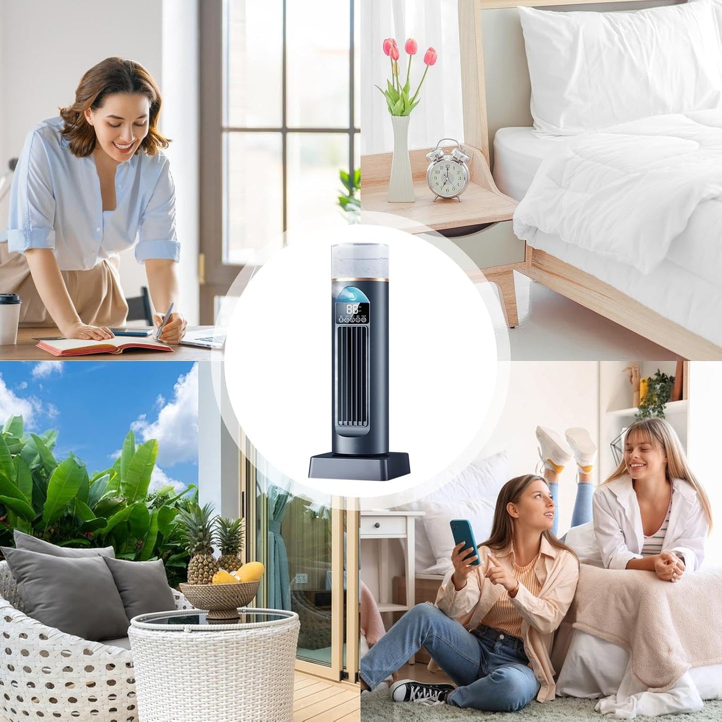  Ventilateur D'air Froid – Climatiseur Portable | Humidificateur à Vitesses Réglables, Refroidisseur D'espace Personnel Portable Pour La Maison, La Chambre, Le Salon, Le Garage, Le Camping
