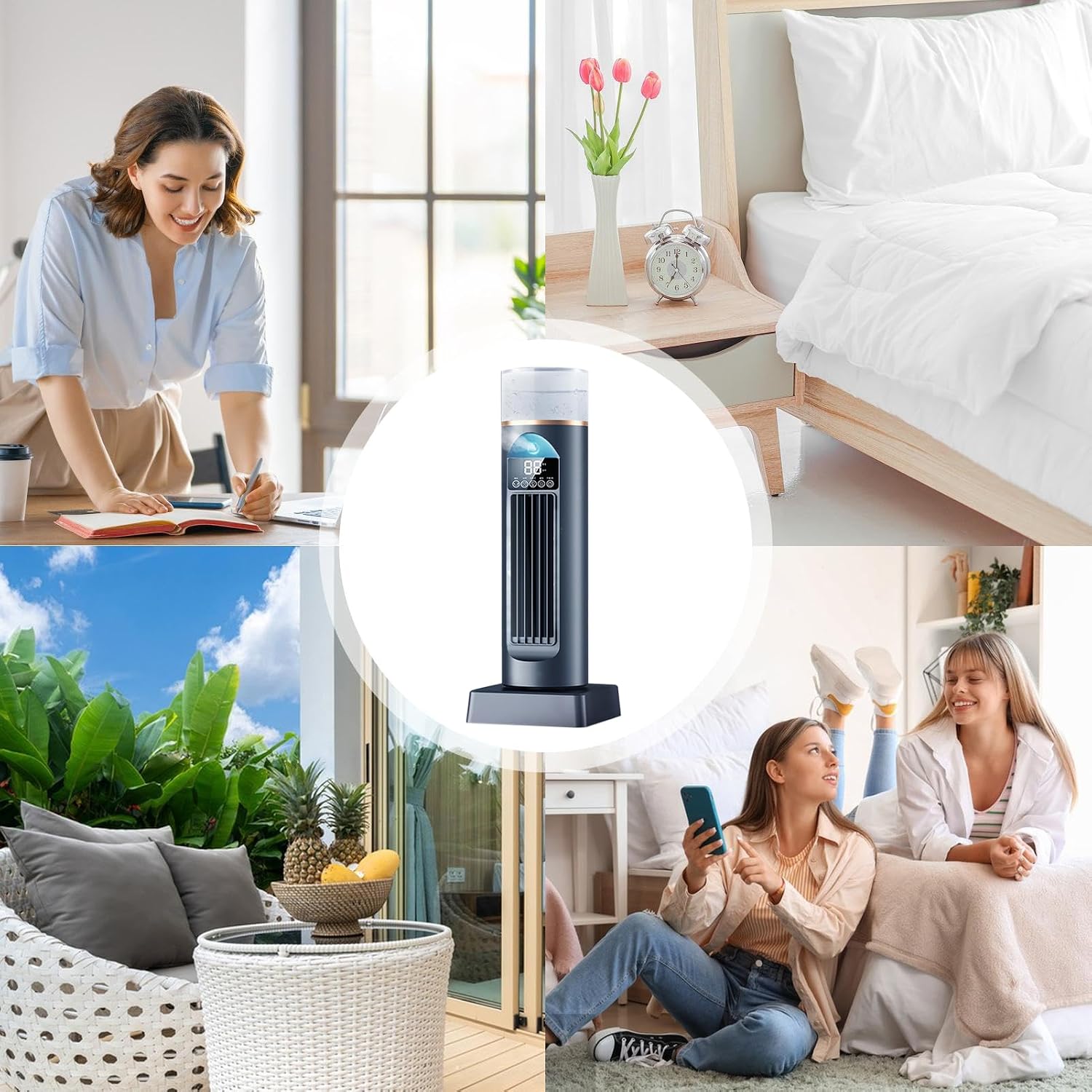  Ventilateur D'air Froid – Climatiseur Portable | Humidificateur à Vitesses Réglables, Refroidisseur D'espace Personnel Portable Pour La Maison, La Chambre, Le Salon, Le Garage, Le Camping