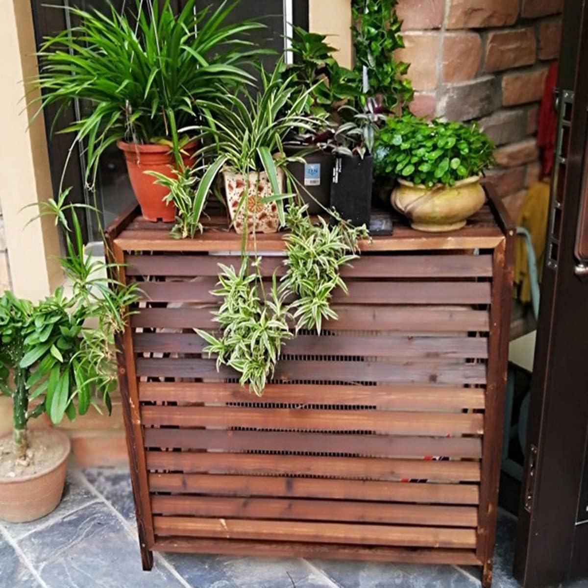 GENERIC Housse De Climatiseur D'extérieur En Bois Robuste Pour Climatiseurs Et Pompes à Chaleur - Grilles De Protection En Bois Massif - Clôture Et Support De Fleurs