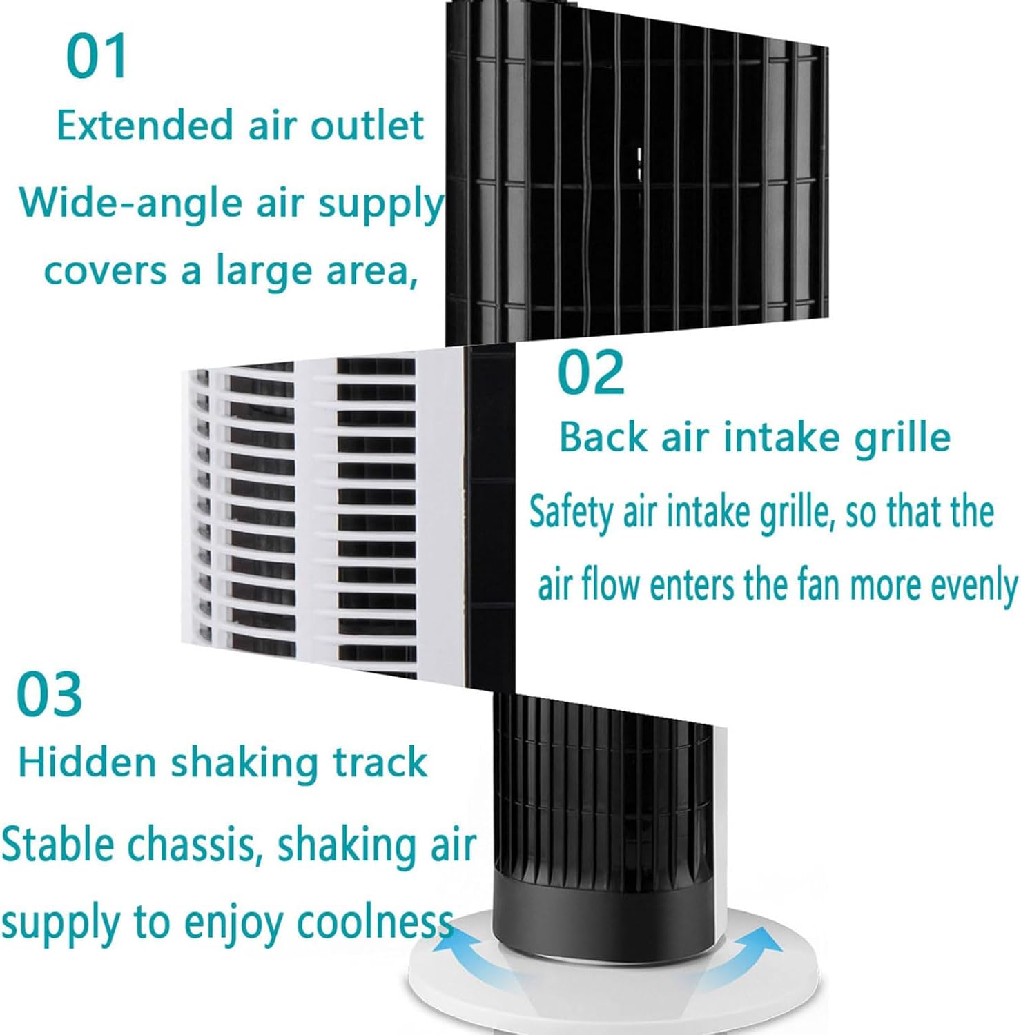 GENERIC Refroidisseur D'air Sans Lame De Ventilateur De Tour Avec Télécommande, 80 Oscillation, 7H Minuterie, Unité De Refroidissement Par évaporation Portable Silencieuse Pour Bureau De Chambre à Coucher, éc