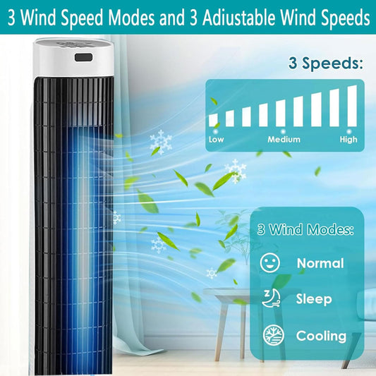 GENERIC Refroidisseur D'air Sans Lame De Ventilateur De Tour Avec Télécommande, 80 Oscillation, 7H Minuterie, Unité De Refroidissement Par évaporation Portable Silencieuse Pour Bureau De Chambre à Coucher, éc