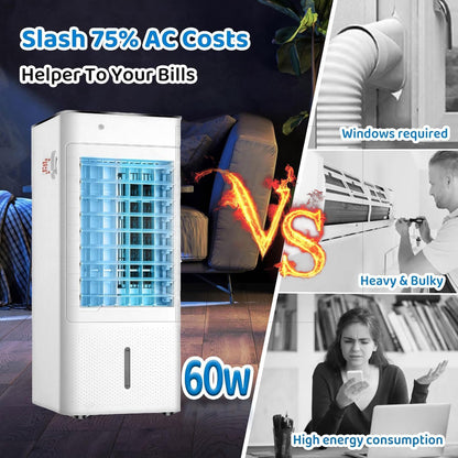 GENERIC Climatisation à évaporation Portable 3in1, Refroidisseur D'air Oscillant Avec Fonction D'humidificateur, Télécommande, Minuterie, 40dB Calme, Pour La Maison Et Le Bureau, Économe En énergie