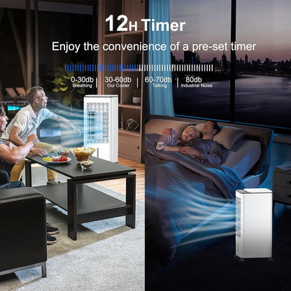 GENERIC Climatisation à évaporation Portable 3in1, Refroidisseur D'air Oscillant Avec Fonction D'humidificateur, Télécommande, Minuterie, 40dB Calme, Pour La Maison Et Le Bureau, Économe En énergie