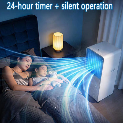 GENERIC Climatiseur Portable 8000 BTU Pour Pièces Jusqu'à 300 M², Refroidissement Silencieux, Déshumidificateur, Ventilateur, Télécommande, Minuterie 24h, Kit De Fenêtre Inclus, Mobilité Facile