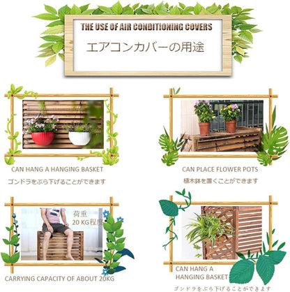  FJAUOQ Cache Climatiseur Extérieur Pour Pompe À Chaleur Couverture De Climatiseur Bois Massif Extérieur Housse Extérieure De Climatiseur Protection Support De Fleur Climatiseur En Bois