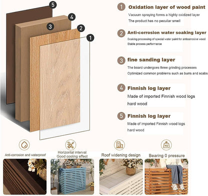 GENERIC Housse De Climatiseur D'extérieur En Bois Massif Avec Persiennes Pour Climatisation Et Support De Fleurs Décoratif Pour Unités De Climatisation, Protection Contre Les Intempéries Pour Les Espaces