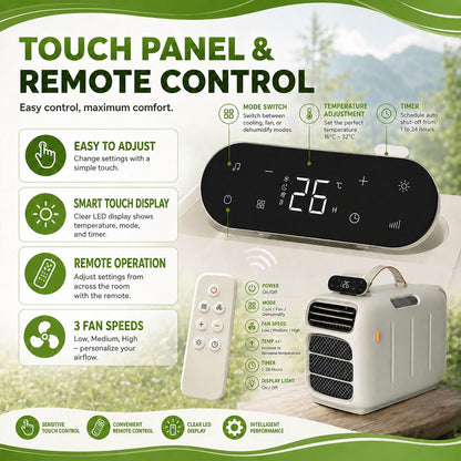  Climatiseur Mobile,Climatiseur Portable,Puissance De Refroidissement De 4700 Btu Et 450 W,Unité De Climatisation De Camping Avec Télécommande Et 3 Vitesses De Ventilation Cooling