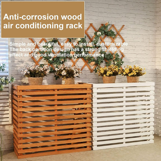  Housse En Bois Pour Climatiseur – Clôture élégante Pour Pompe à Chaleur Extérieure Pour Dissimuler Les Unités De Climatisation, Design Résistant Aux Intempéries Pour Améliorer L'esthétique Extérieure