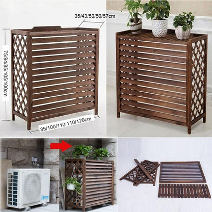  Housse De Protection En Bois Massif Pour Climatiseur D'extérieur Et Support De Fleurs Pour Balcon - Résistant Aux Intempéries Et à La Corrosion - 85 X 35 X 75 Cm
