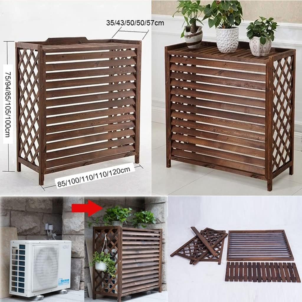  Couvercle En Bois Pour Climatiseur Extérieur - Support Pour Pot De Fleurs - Poubelle Autoportante - Pompe à Chaleur - Taille : 100 Cm - Résistant Aux Intempéries Et Design