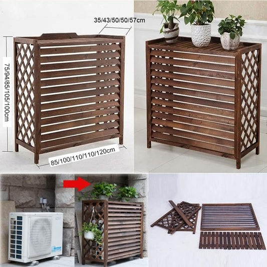  Couvercle En Bois Pour Climatiseur Extérieur - Support Pour Pot De Fleurs - Poubelle Autoportante - Pompe à Chaleur - Taille : 100 Cm - Résistant Aux Intempéries Et Design