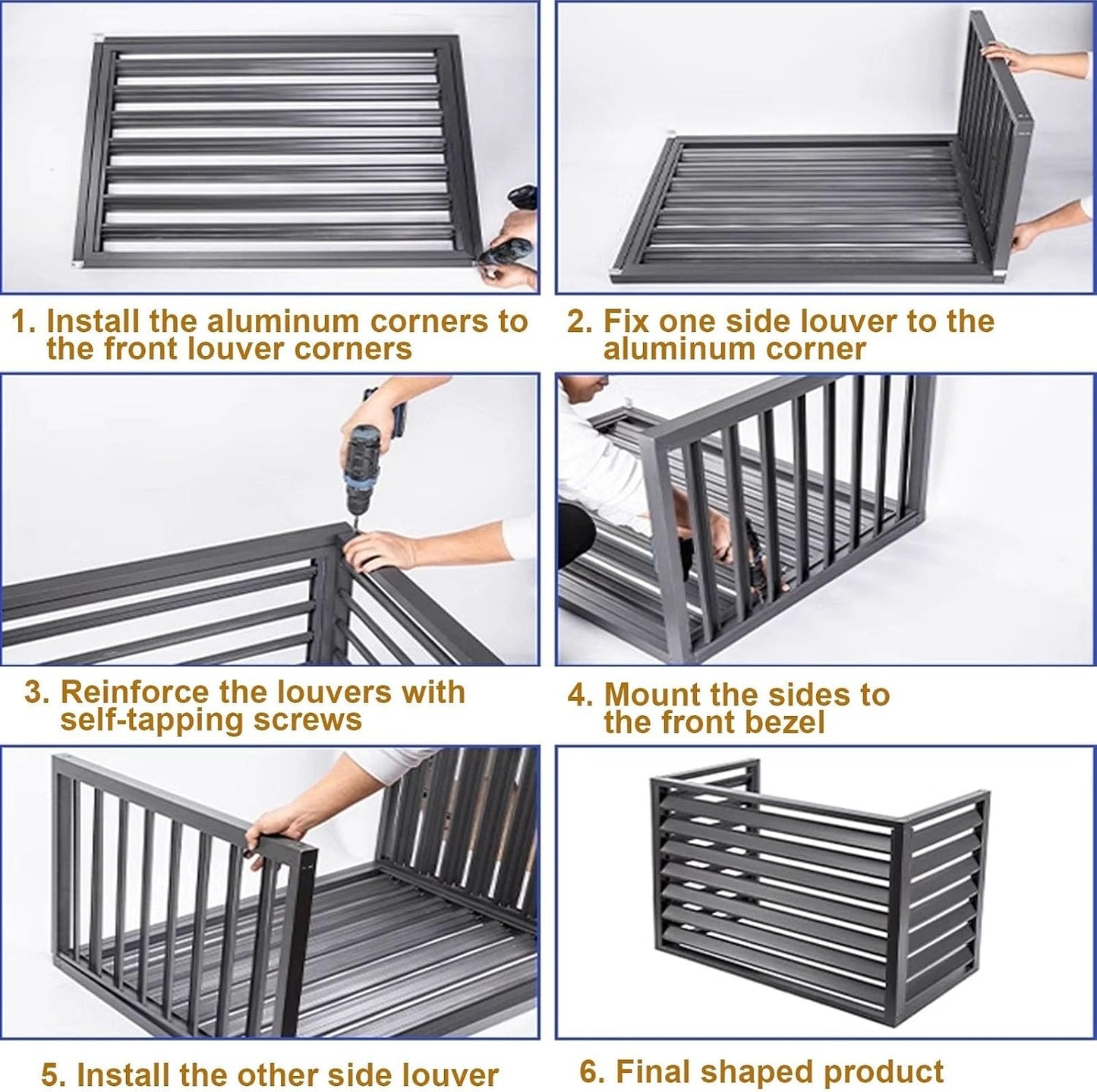  Housse De Protection Pour Climatiseur D'extérieur – Bouclier De Protection En Aluminium Pour Pompe à Chaleur, Réduction Du Bruit, Housse Résistante Aux Intempéries Pour Unités Extérieures, Gris