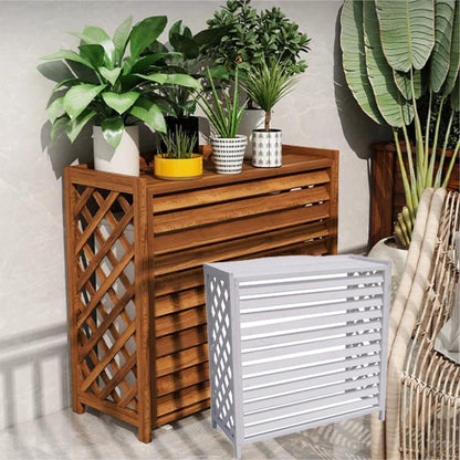 GENERIC Housse De Climatiseur En Bois Massif Et Support De Fleurs 105 X 47 X 100 Cm élégante Avec Stores Finition Marron Parfait Pour La Décoration Et La Protection De La Maison