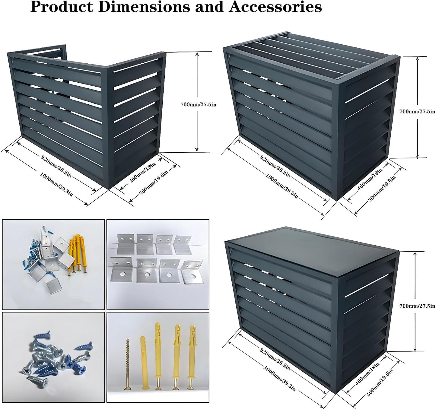 GENERIC Housse De Climatiseur D'extérieur En Aluminium – Clôture Autoportante à Persiennes Antirouille Résistante Aux Intempéries Design élégant Installation Et Entretien Faciles Pour Unités AC