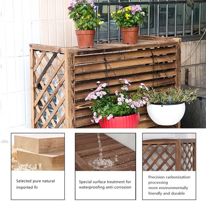  Housse De Protection En Bois Pour Climatiseur Extérieur, Support Anti-corrosion En Bois Massif Pour Fleurs, Jardin Et Balcon (taille : 120 X L)