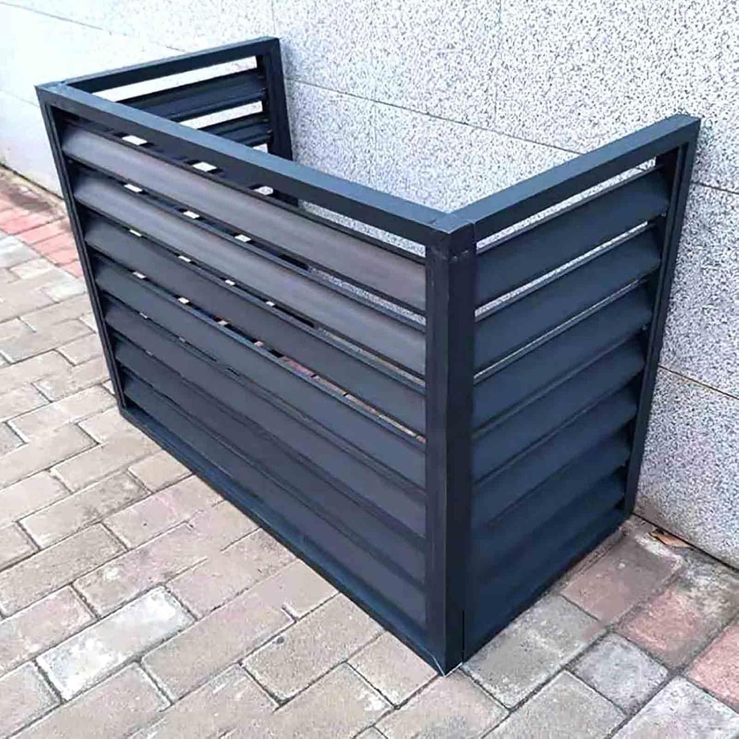 GENERIC Housse De Climatiseur D'extérieur Résistante Aux Intempéries – Protecteur De Pompe à Chaleur En Aluminium Décoratif Et Réduction Du Bruit Pour Toutes Les Saisons – Idéal Pour La Maison Et Le Jardin