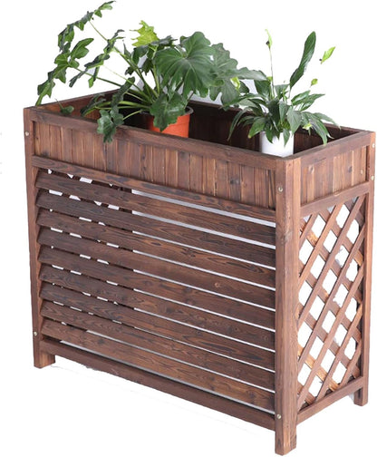  Housse De Protection Pour Climatiseur D'extérieur En Bois Marron, 110 X 50 X 85 Cm, Résistante Aux Intempéries, Support De Plantes De Jardin élégant Et Design élégant