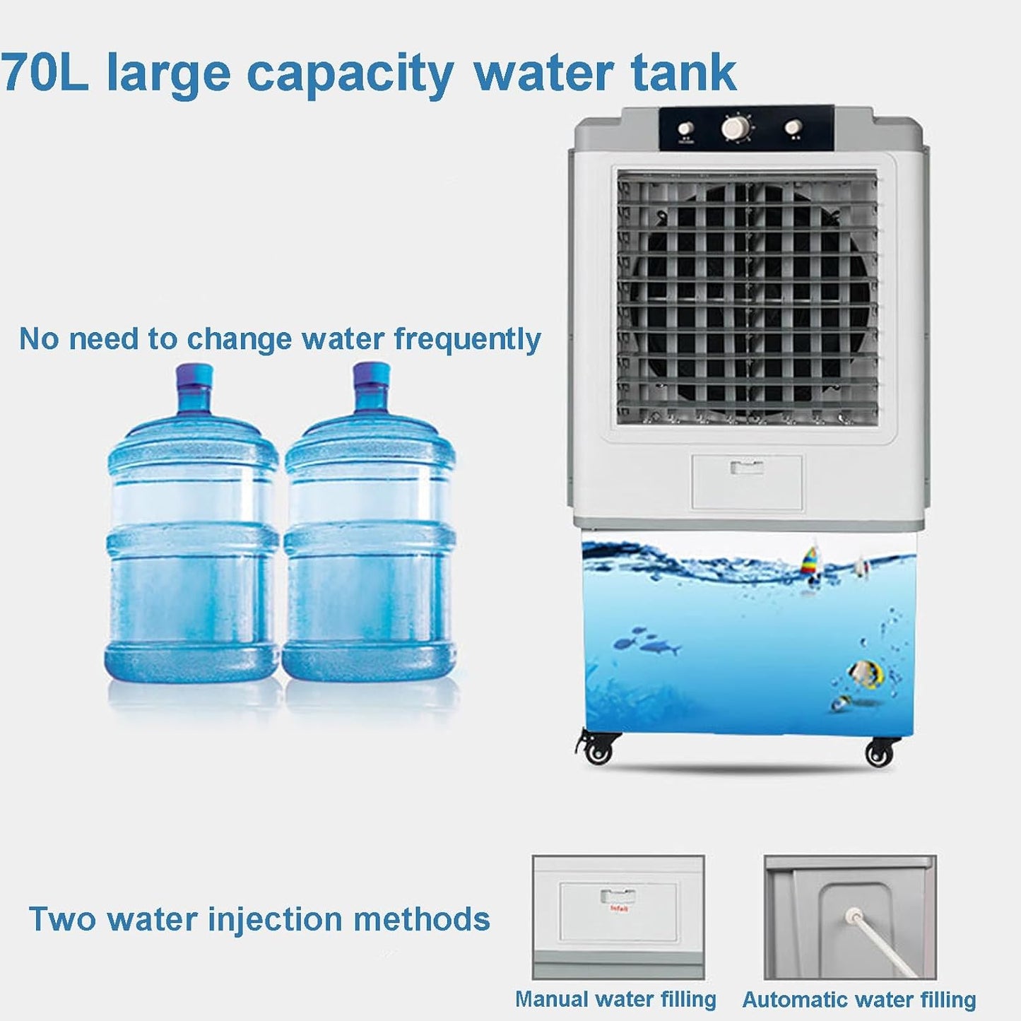  Home Essentials, Climatiseur Portable Avec Réservoir D'eau De 70 L | Aucune Fenêtre Nécessaire Pour Garage, Cour, Usage Commercial | Unité De Refroidi
